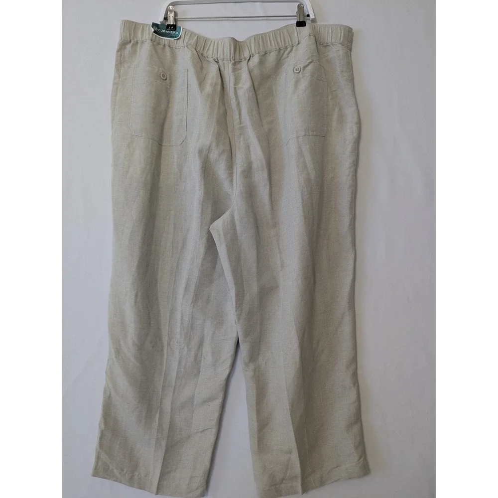 Cubavera Mens 3XB Linen Blend Drawstring‎ Pants Beige Relaxed Straight Leg New